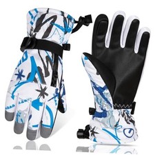 Kids Waterproof Ski Gloves Boys Girls Winer Snow Thermal Windproof 6-9Y Blue