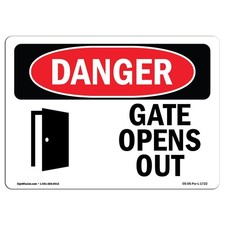 OSHA Danger Gate Opens Out Plastic Safety Sign Made in USA Industrial Area