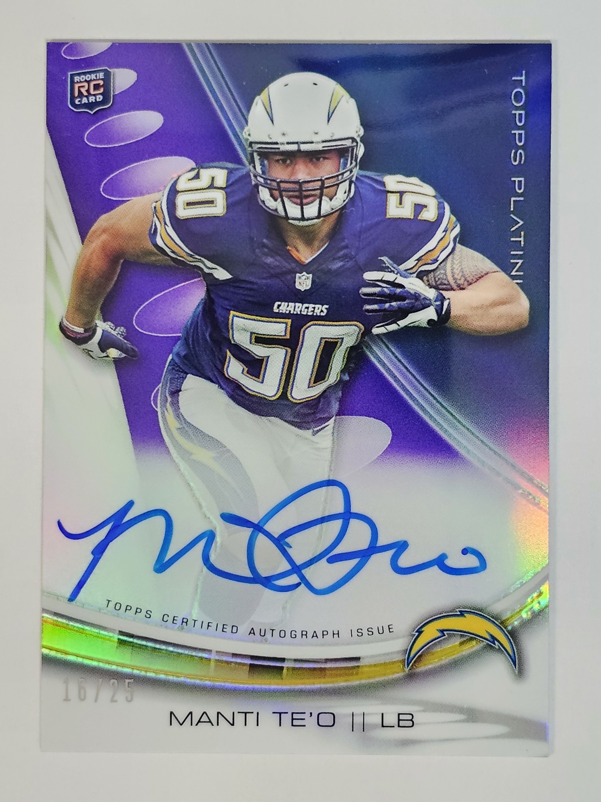 Manti Te'o Topps Platinum Autograph #AMT Purple Refractor