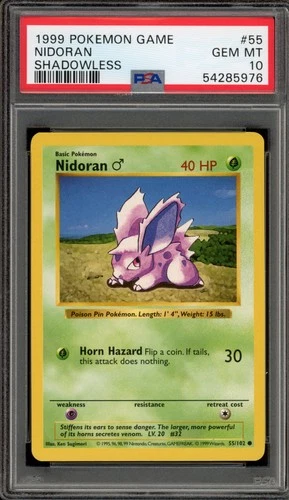 Pokemon Nidoran (Male) Base Set Shadowless #55 PSA 10 Gem Mint