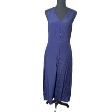 GAP Women’s XS Midi Dress Navy Sleeveless Button Front Casual