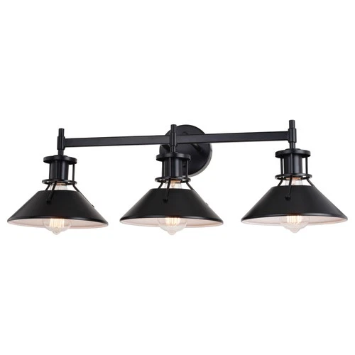 Vaxcel Lighting W0414 Canton 3 Light 29"W Vanity Light - Black / Matte White - Picture 1 of 10