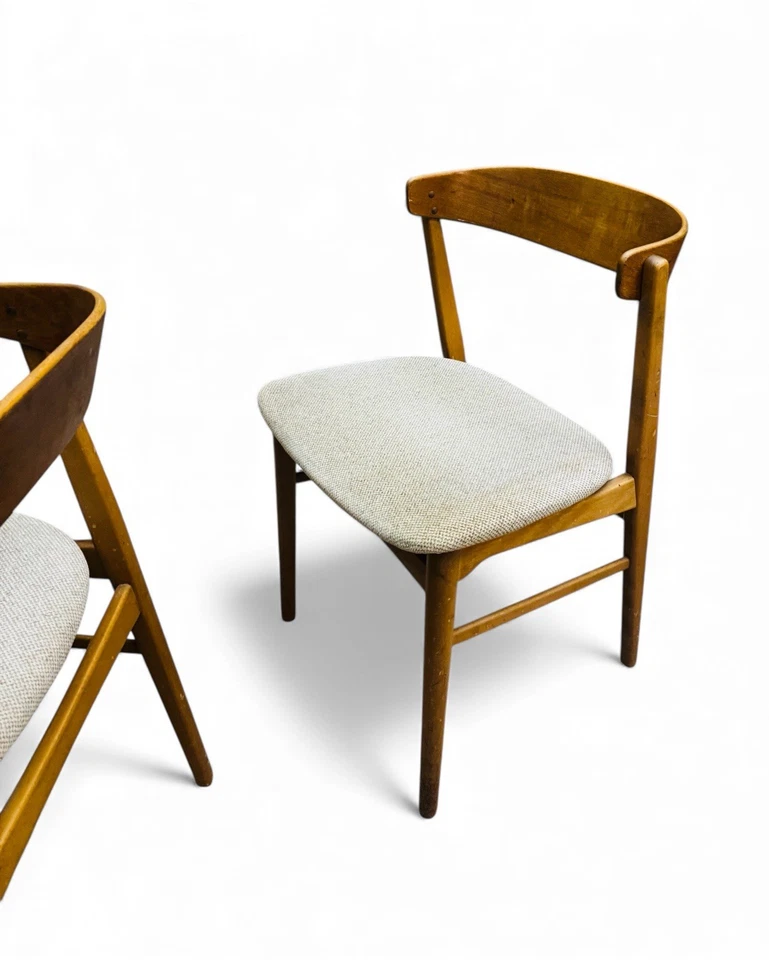 PAIR OF HELGE SIBAST GLAZED TEAK DINING CHAIRS DANISH MID CENTURY RETRO C1960s - Image 2 of 4