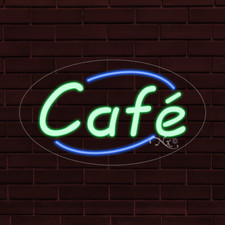 NEW "CAFE" OVAL w/BORDER 28x16x1 INCH LED FLEX WINDOW/WALL INDOOR SIGN 34028