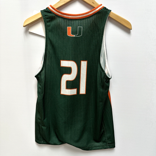 Adidas basketball jersey Miami Canes #21 green Polyester size YOUTH MEDIUM NWTs! - Picture 2 of 6