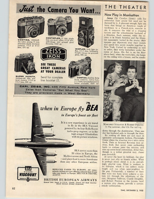 1955 Paper Ad Zeiss Ikon Cameras Contina Contaflex Ikoflex Ikonta Contax