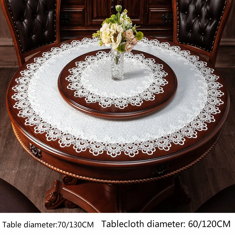 Dentelle Nappe Broderie Table Housse Fleur Rectangle Table Ronde Tissu - Photo 4/4