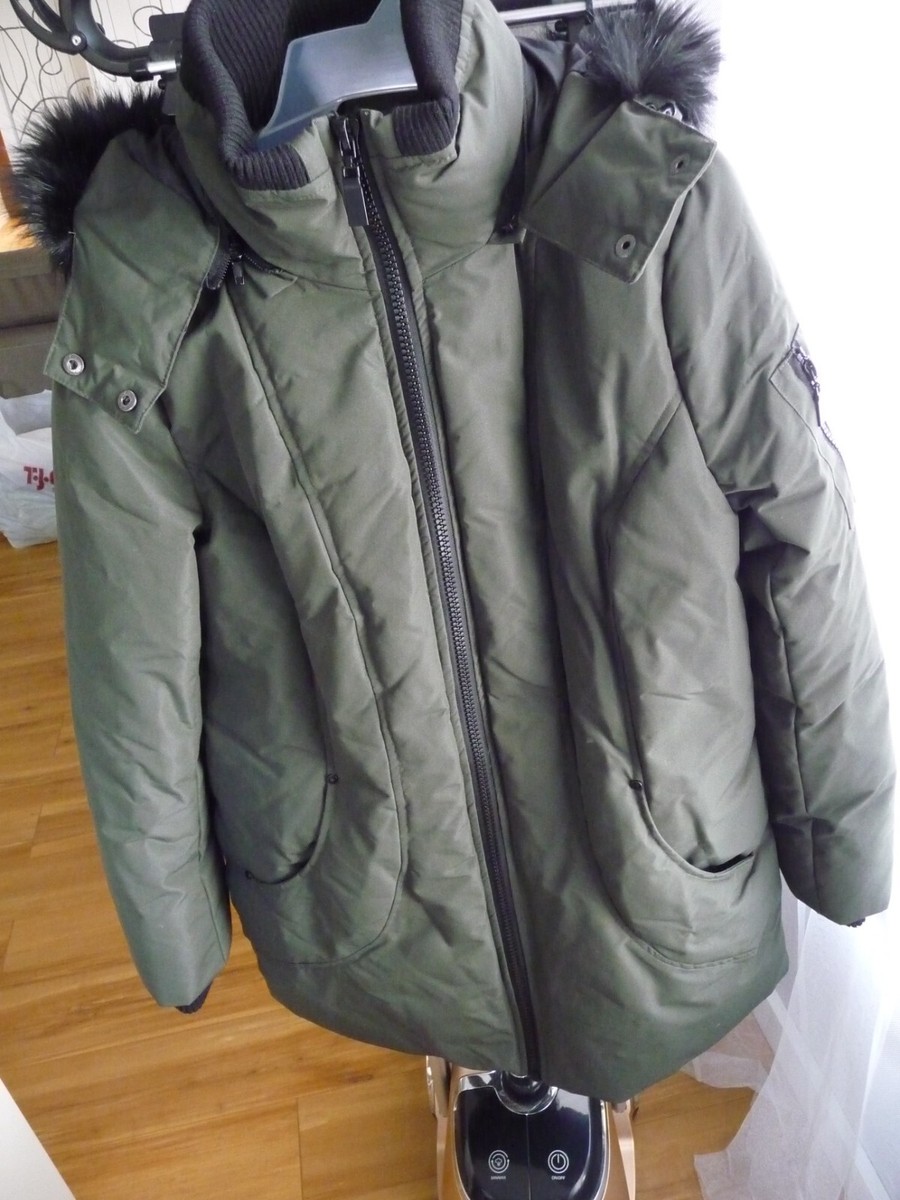 HALITECH WOMEN GREEN HOODED FUR TRIM HEAVYWEIGHT PUFFER PARKA