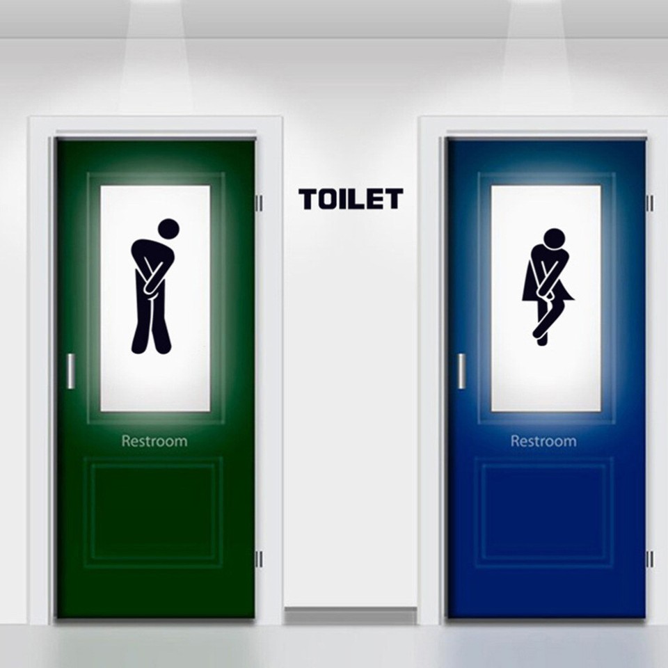 Removable Wall Stickers Toilet Sign PVC Easy Apply Man and Woman Men