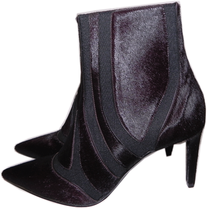 Balenciaga Ankle Boots Pointy Toe Plum Pony Hair Gored Booties Sz
