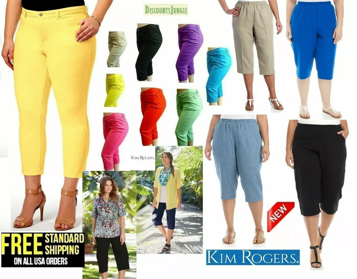 1826 jeans Womens Plus Size Cotton Stretch CAPRI Pants &Kim Rogers Elastic  Waist