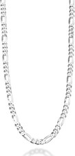 925 Sterling Silver Italian 5mm Diamond-Cut Figaro Link Chain Unisex