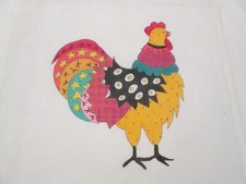 PATCHWORK ROOSTER-RENAISSANCE-HANDPAINTED NEEDLEPOINT CANVAS-STITCH GUIDE