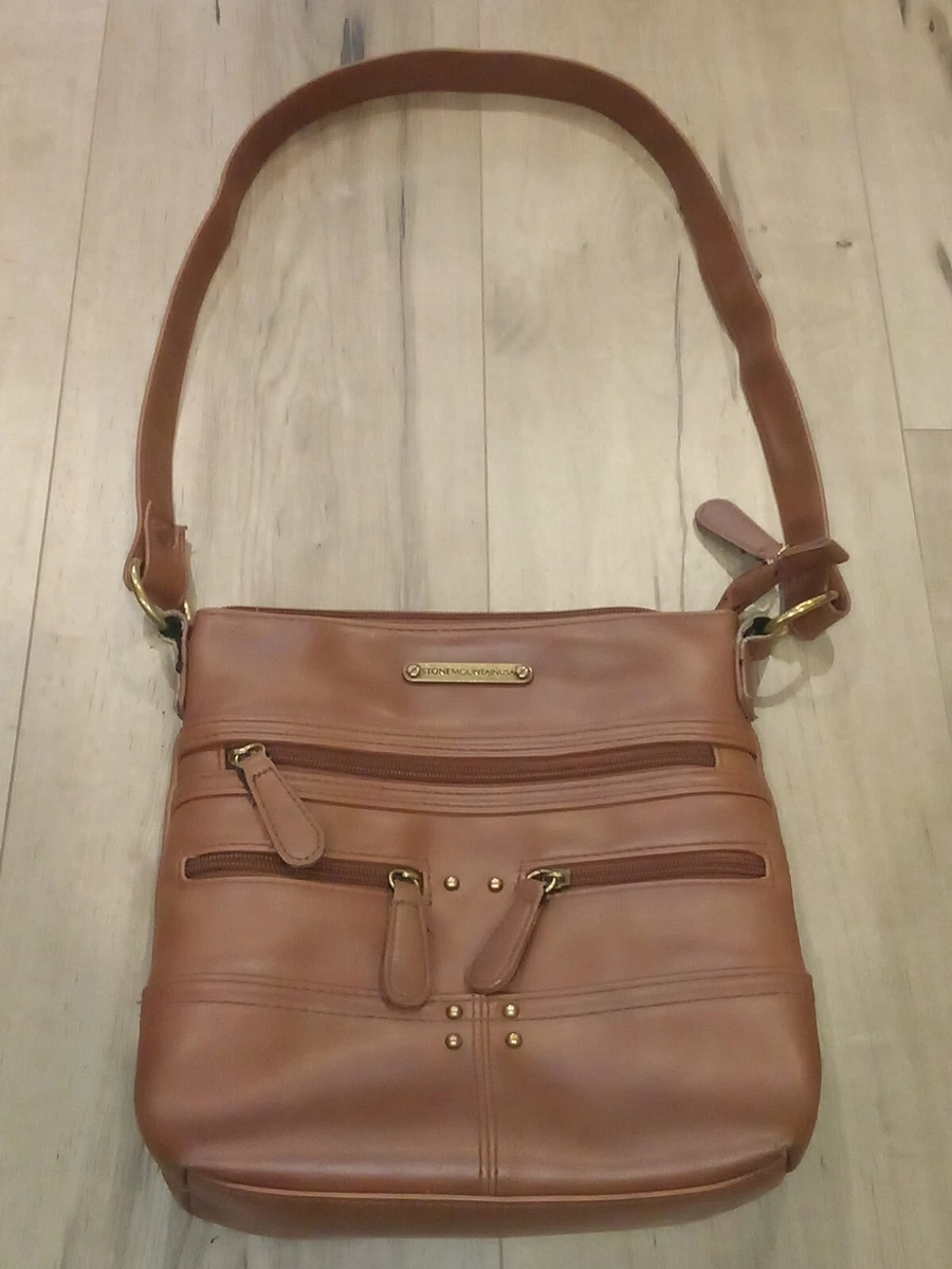 Stone Mountain Vtg. Genuine Brown Leather Shoulder Bag Handbag Purse 13 x10