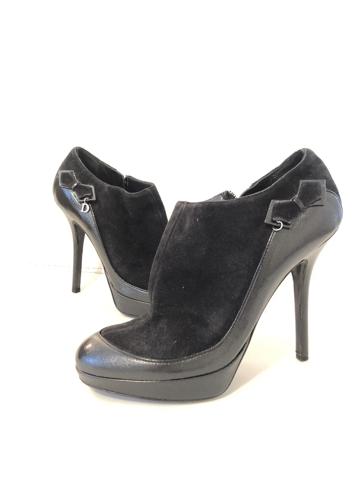 Bottes cheville Christian Dior en daim noir et cuir taille 38