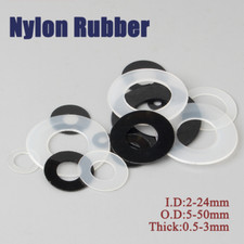 Black/White Nylon Rubber Flat Washer Insulation Washer Gaskets I.D:2mm-24mm