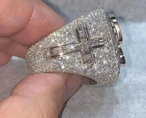 4.00 Ct Round Cut Moissanite Men's Custom Latter Ring Real 925 Sterling Silver - Image 3 of 4