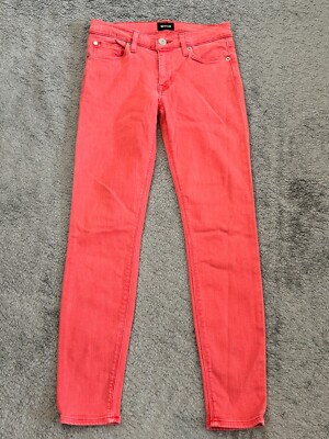 Hudson Jeans Womens 27 Krista Ankle Super Skinny Coral Pink Beach Summer Preppy