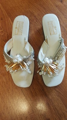 white bling sandals
