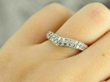 0.22Ct White Round Stone Curved Wedding Band Ring In Solid 925 Sterling Silver