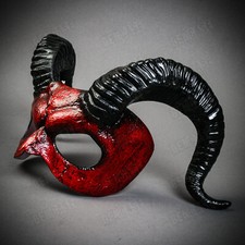 Bloody Red Demon Scary Horror Ram Horns Costume Halloween Party Face Masks