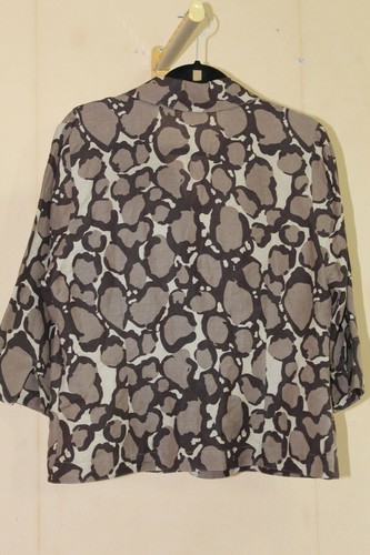East 5th Shirt Womens L LP Taupe Brown Linen Giraffe Button 3/4 Sleeve Collar - Picture 6 of 6