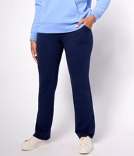 Denim  Co. Petite Active French Terry Lightly Boot Ankle Pant Navy PXS A624158