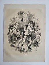 Old Vintage Print Tales of the Boarder Scotland c1860 Custavus M'ivor
