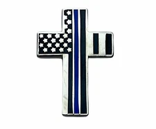 Blue Line Cross Police Lives Matter Hat or Lapel Pin PMS2269 F2D33M