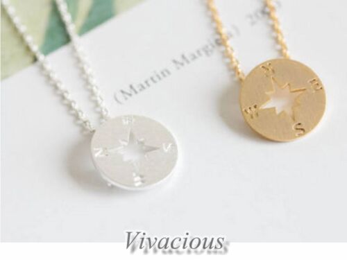 Silver Plated/18K Gold Plated Dainty Compass Direction Guidance Necklace - Picture 1 of 5