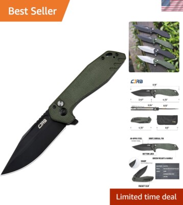 Folding Knife Riff Button Lock Pocket Knife for Men Black PVD AR- Steel Blade...