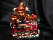 Rare! Retired Christopher Radko Three Bears on Slit Large Christmas Ornament 