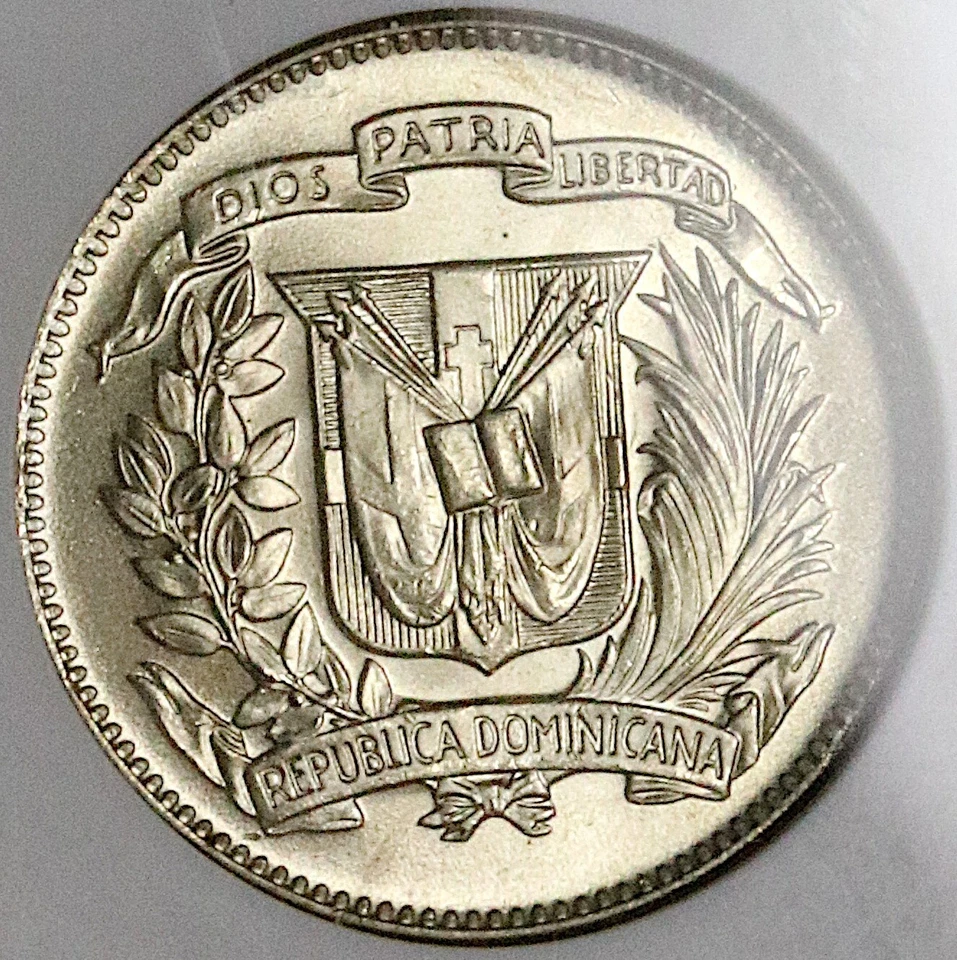 1944 NGC MS 64 Dominican Republic 5 Centavos WWII Silver Coin (25042302C) - Image 3 of 4