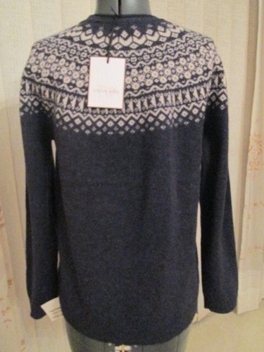 TABITHA WEBB 80% wool, fair isle, top, sweater, jumper, navy marle, M, BNWT - Picture 6 of 11