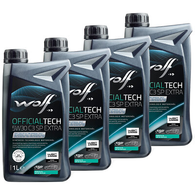 Motoröl WOLF OFFICIALTECH C3 SP EXTRA 65648 SAE 5W30 4X 1 Liter für Mercedes KIA