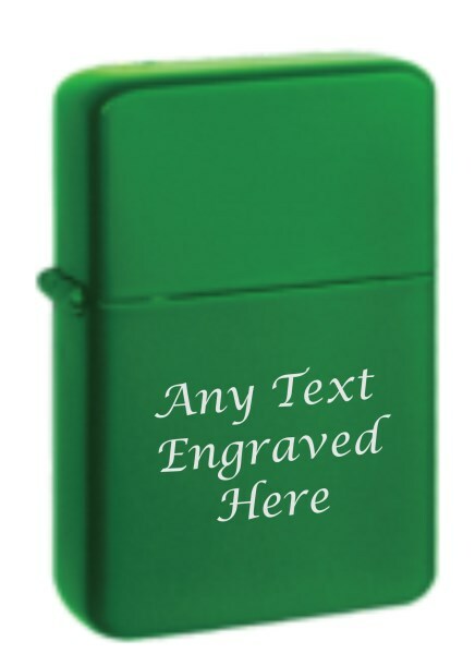 Personalised Engraved Lighter in Metal Gift Tin Green Matt