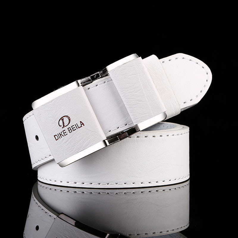 New Men’s Waist Belt Leather Covered Buckle Dress Designer Fashion Brown/White 