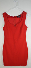 Lulus Sleeveless Scalloped Neck Red Sheath Dress Short Medium Zip T34