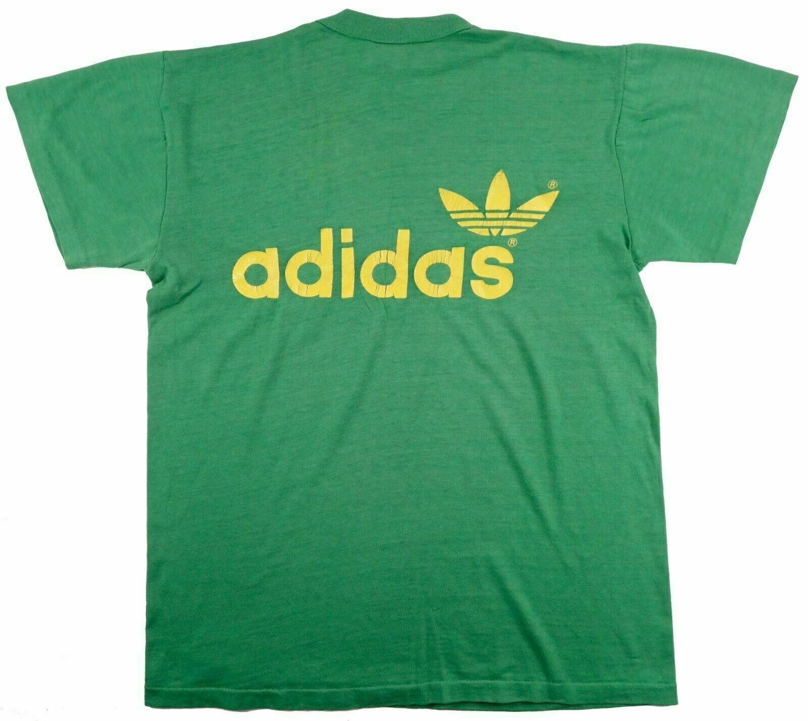 ADIDAS vintage DOUBLE-SIDED t shirt GREEN \u0026amp; YELLOW SMALL 90s 50/50  Blend | eBay