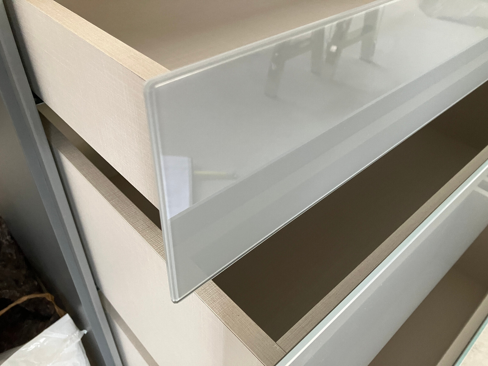 DWELL 3 Drawer chest of drawers GREY LACQUER 140L X 70H X 53D eBay