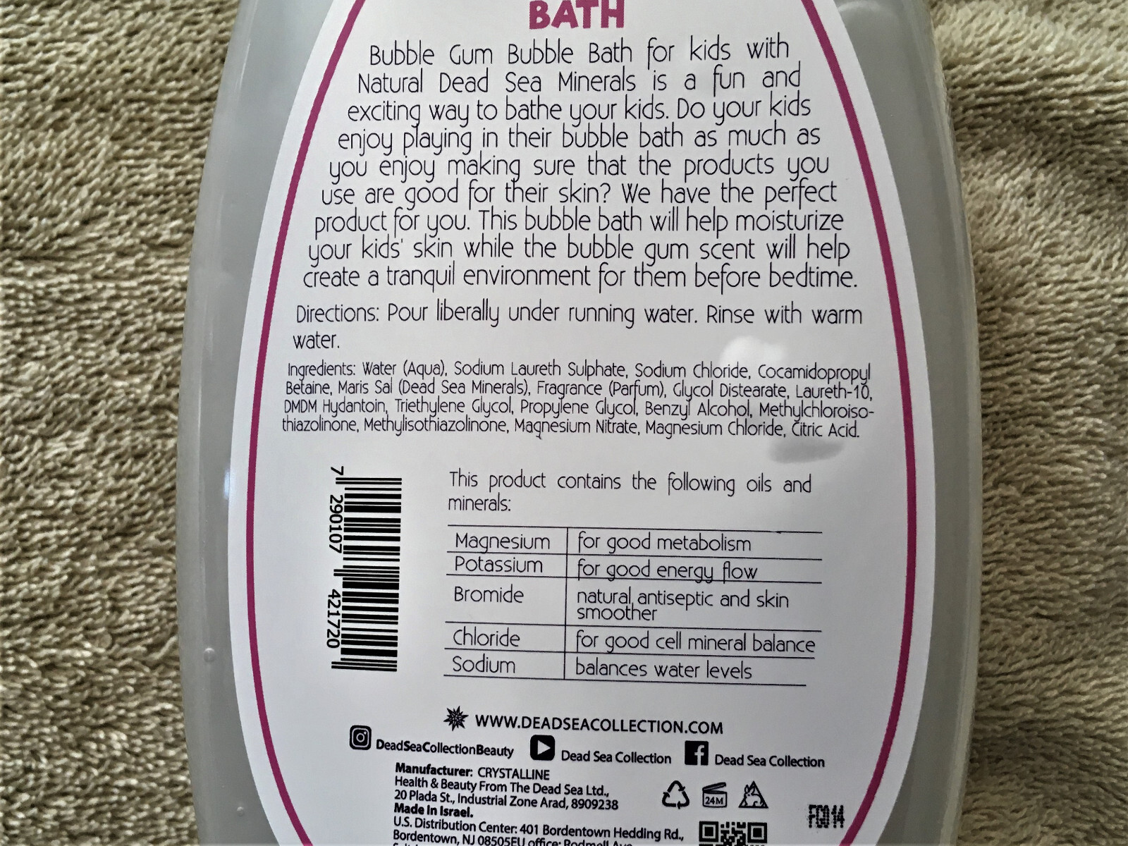 Dead Sea Collection Bubble Bath Kids with Bubble Gum Scent - Cleansing and  Moisturizing Kids Bubble Bath - with Natural Dead Sea Minerals - Pack of 2  Large Bottle (1000 ml Each) : : Beauty