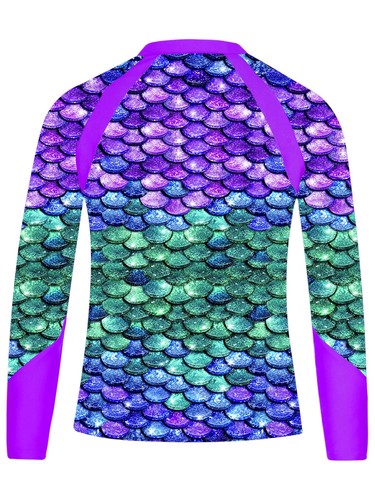 Girls Swimwear Slim Fit Swimsuit Long Sleeve Tops Quick Dry Rash Guard Sport - Picture 22 of 76