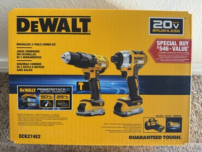 Dewalt DCK274E2 20V MAX PowerStack Battery Brand New Cordless 2-Tool Combo Kit 