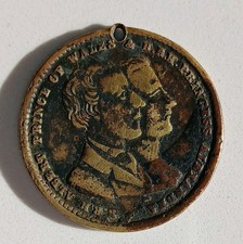 1863 UK Royal Wedding Medallion Fob - Prince Albert & Princess Alexandra. Rare