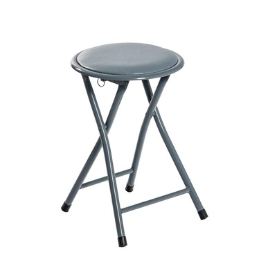 Gepolsterter Klapphocker Easy Store Metallgestell Büro Schlafzimmer Sitzgruppe Grau