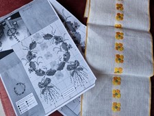 STICKPROJEKT KREUZSTICH - BLÜTENKRANZ - LEINENSTOFF + STICKVORLAGE 