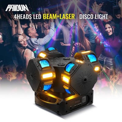 PAIDUN 200W LED RGBW Moving Head Laser Light Strobe Sound Activated DJ Disco Bar