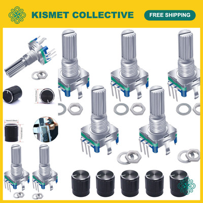 5Pcs Rotary Encoder Module KY-040 + 5Pcs EC11 Push Button Switch Knob Cap Set