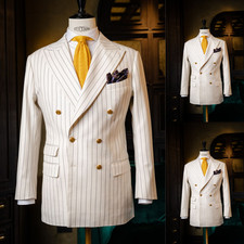 Double Breasted Men's Suits Formal Business Jacket 2Pcs Peak Lapel Evening Coats