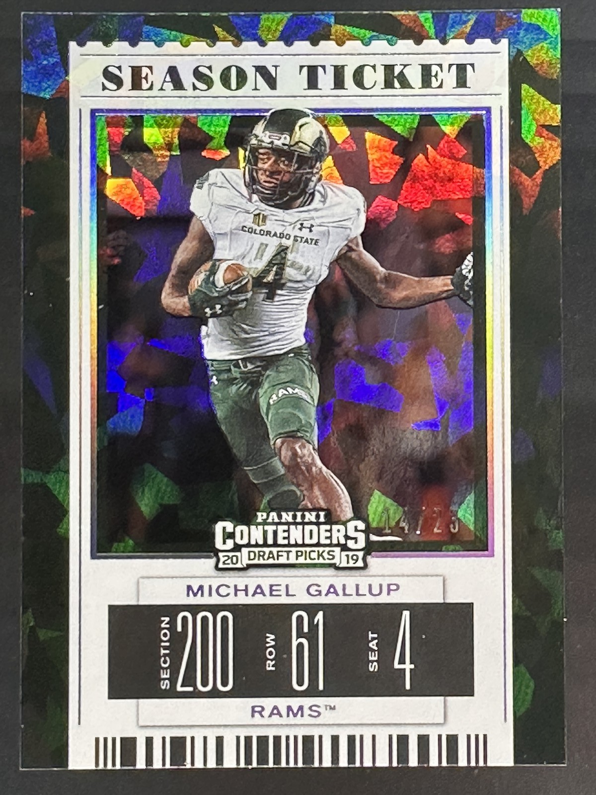Michael Gallup #/23 Cracked Ice 2019 Panini Contenders Draft Picks Season Ticket